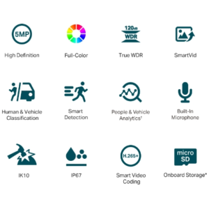 TP-LINK VIGI 5MP Full-Color Dome mrežna kamera (do 2880 × 1620 H.265+ 30fps) | E-specialisti.si