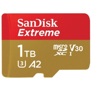 SanDisk Extreme microSDXC 1TB + SD Adapter do 190MB/s & 130MB/s  A2 C10 V30 UHS-I U3