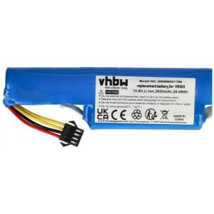 <br><b>Opis:</b><br><ul><li>Baterija za robotske sesalnike Vileda<br></li><li>Nadomestna baterija je izdelana po zasnovi in tehnologiji nemškega proizvajalca VHBW, kar zagotavlja odlično kvaliteto<br></li><li>Najsodobnejša tehnologija omogoča veliko ciklov polnjenja in praznjenja<br></li><li>Li-Ion celice so prijazne okolju, obenem pa zagotavljajo delovanje brez spominskega učinka<br></li><li>Termično stikalo ščiti baterijske celice pred pregrevanjem, prenapolnitvijo in kratkim stikom<br></li><li>Visoka kapaciteta baterije, podaljšan čas delovanja pri mirovanju naprave, zelo počasno samopraznjenje<br></li><li>100% kompatibilnost z originalno baterijo</li><li>Baterijo polnimo z originalnim ali nadomestnim polnilcem</li><li>Certifikati CE in ROHS</li></ul><br><br><p><b>Originalne oznake:</b><br></p><ul><li>167141</li></ul><br><p><b>Primerno za:</b></p><br><p>Vileda:</p><ul><li>VR 303, VR 201 PetPro</li></ul><br><br><br><b>Lastnosti:</b><ul><li>Proizvajalec: VHBW</li><li>Vrsta: Li-Ion</li><li>Napetost: 10,8 V</li><li>Kapaciteta: 2.600 mAh (28,08 Wh)</li></ul><br>