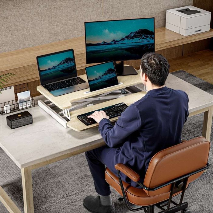 VonHaus Nastavek za stoječo pisalno mizo – svetel les - slika 3