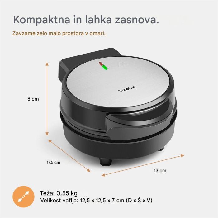 VonShef aparat za vaflje mini 600W - slika 4