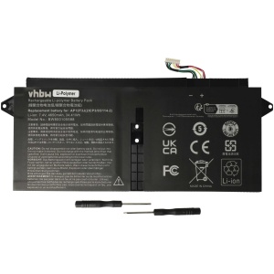 <b>Opis:</b><br><ul><li>Nadomestna baterija je izdelana po zasnovi in tehnologiji nemškega proizvajalca VHBW, kar zagotavlja odlično kvaliteto<br></li><li>Najsodobnejša tehnologija omogoča veliko ciklov polnjenja in praznjenja<br></li><li>Li-Polymer celice so prijazne okolju, obenem pa zagotavljajo delovanje brez spominskega učinka<br></li><li>Termično stikalo ščiti baterijske celice pred pregrevanjem, prenapolnitvijo in kratkim stikom<br></li><li>Visoka kapaciteta baterije, podaljšan čas delovanja pri mirovanju naprave, zelo počasno samopraznjenje<br></li><li>100% kompatibilnost z originalno baterijo</li><li>Baterijo polnimo z originalnim ali nadomestnim polnilcem</li><li>Certifikati CE in ROHS</li></ul><br><p><b>Originalne oznake:</b><br></p><ul><li>2ICP3/65/114-2<br></li><li>AP12F3J</li><li>KT.00403.009</li></ul><br><p><b>Primerno za:</b></p><ul></ul><br>Acer:<br><ul><li>Aspire S7, Aspire S7 13", Aspire S7-391</li></ul><br><b>Lastnosti:</b><ul><li>Proizvajalec: VHBW</li><li>Barva: črna</li><li>Vrsta: Li-Polymer</li><li>Napetost: 7,4 V</li><li>Kapaciteta: 4.650 mAh (34 Wh)</li></ul><br>