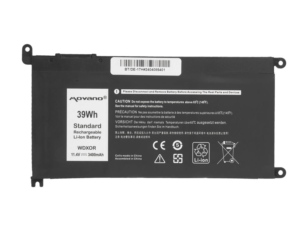 Baterija za Dell Inspiron 5378 / Latitude 3490, WDX0R, 3400 mAh - slika 5