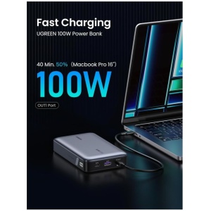 Ugreen 100W 20000mAh Prenosna baterija za prenosni računalnik s tremi vrati