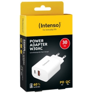 Intenso 30W napajalnik z USB-C in USB-A W30AC