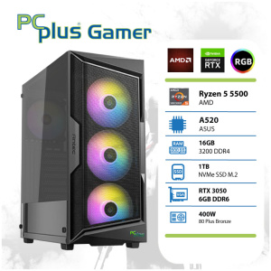 PCPLUS Gamer Ryzen 5 5500 16GB 1TB SSD RTX 3050 6GB gaming namizni računalnik