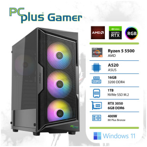 PCPLUS Gamer Ryzen 5 5500 16GB 1TB SSD RTX 3050 6GB Windows 11 gaming namizni računalnik