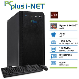 PCPLUS i-net Ryzen 5 5600GT 16GB 1TB SSD tipkovnica miška namizni računalnik