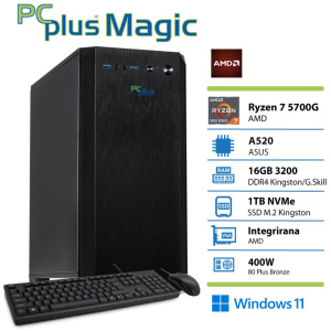 PCPLUS Magic Ryzen 7 5700G 16GB 1TB SSD Windows 11 Home tipkovnica miška namizni računalnik