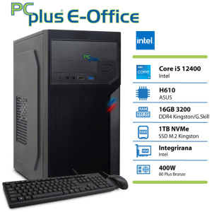 PCPLUS e-office i5 12400 16GB 1TB SSD tipkovnica miška namizni računalnik
