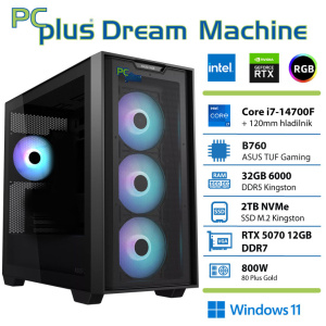 PCPLUS Dream Machine Core i7 14700F 32GB 2TB SSD RTX 5070 12GB Windows 11 Home gaming namizni računalnik