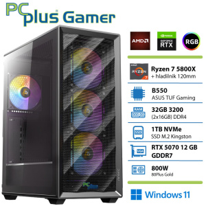 PCPLUS Gamer Ryzen 7 5800X 32GB 1TB SSD RTX 5070 12GB Windows 11 Home gaming namizni računalnik