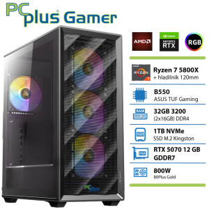 PCPLUS Gamer Ryzen 7 5800X 32GB 1TB SSD RTX 5070 12GB gaming namizni računalnik