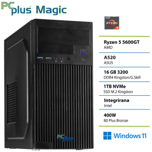PCPLUS Magic Ryzen 5 5600GT 16GB 1TB SSD Windows 11 Home namizni računalnik