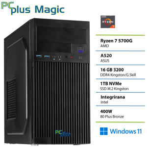 PCPLUS Magic Ryzen 7 5700G 16GB 1TB SSD Windows 11 Home namizni računalnik