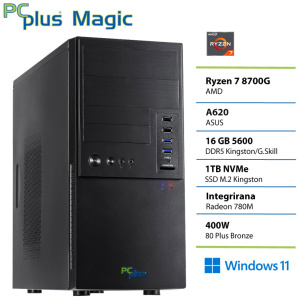 PCPLUS Magic Ryzen 7 8700G 16GB 1TB SSD Windows 11 Home namizni računalnik