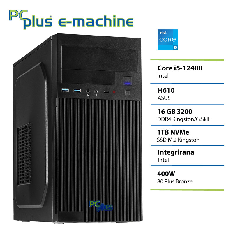 PCPLUS e-machine i5 12400 16GB 1TB SSD namizni računalnik