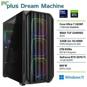 PCPLUS Dream Machine Ultra 7 265K 32GB 2TB SSD RTX 5070Ti 16GB Windows 11 Home gaming namizni računalnik