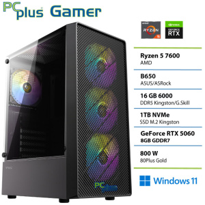 PCPLUS Gamer Ryzen 5 7600 16GB 1TB SSD RTX 5060 8GB Windows 11 Home gaming namizni računalnik