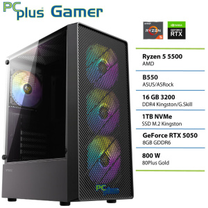 PCPLUS Gamer Ryzen 5 5500 16GB 1TB SSD RTX 5050 8GB gaming namizni računalnik