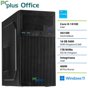 PCPLUS e-office i3 14100 16GB DDR5 1TB SSD Windows 11 Home namizni računalnik