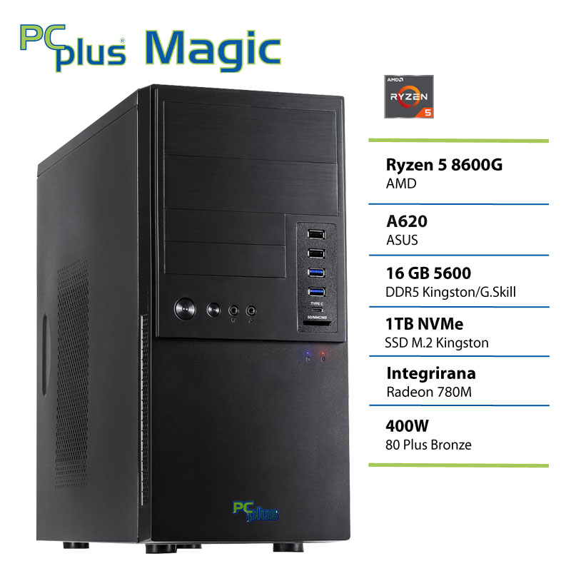 PCPLUS Magic Ryzen 5 8600G 16GB 1TB namizni računalnik