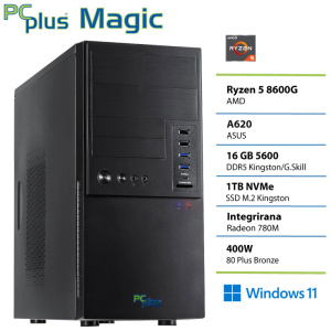 PCPLUS Magic Ryzen 5 8600G 16GB 1TB Windows 11 Pro namizni računalnik