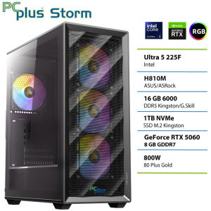 PCPLUS Storm Core Ultra 5 225F 16GB 1TB SSD RTX 5060 8GB gaming namizni računalnik