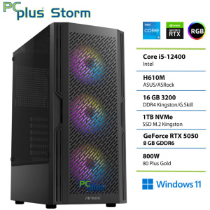 PCPLUS Storm Core i5 12400F 16GB 1TB SSD RTX 5050 8GB Windows 11 Home gaming namizni računalnik
