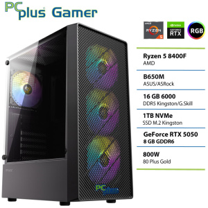 PCPLUS Gamer Ryzen 5 8400F 16GB 1TB RTX 5050 8GB gaming namizni računalnik