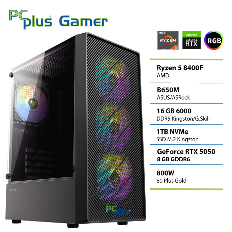PCPLUS Gamer Ryzen 5 8400F 16GB 1TB RTX 5050 8GB gaming namizni računalnik