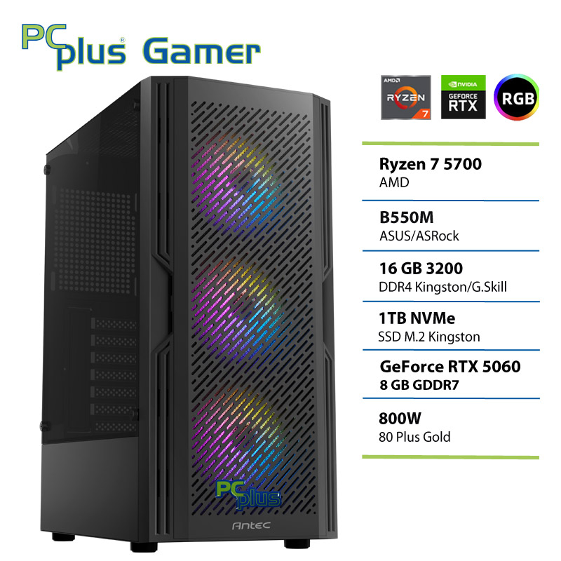 PCPLUS Gamer Ryzen 7 5700 16GB 1TB RTX 5060 8GB gaming namizni računalnik