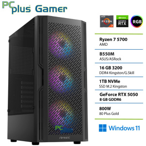 PCPLUS Gamer Ryzen 7 5700 16GB 1TB SSD RTX 5050 8GB Windows 11 Home gaming namizni računalnik