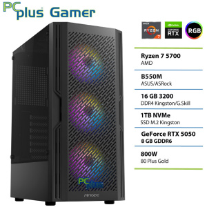 PCPLUS Gamer Ryzen 7 5700 16GB 1TB SSD RTX 5050 8GB gaming namizni računalnik