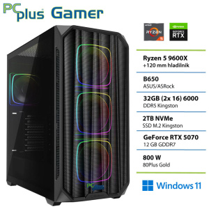 PCPLUS Gamer Ryzen 5 9600X 32GB 2TB SSD RTX 5070 12GB Windows 11 Home gaming namizni računalnik