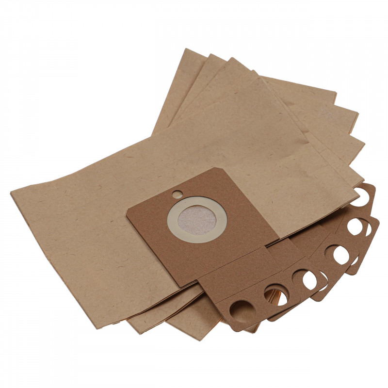 Set 5 nadomestnih vrečk za vakuumske sesalnike Kärcher, s katerim boste prihranili vaš dragoceni čas in denar. Vrečka je izdelana iz večplastnega papirja. Dimenzije: 24,5 cm x 20,5 cm.