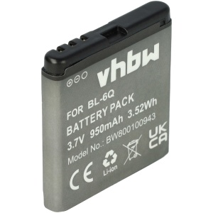 <b>Opis:</b><br><ul><li>Nadomestna baterija je izdelana po zasnovi in tehnologiji nemškega proizvajalca VHBW, kar zagotavlja odlično kvaliteto<br></li><li>Najsodobnejša tehnologija omogoča veliko ciklov polnjenja in praznjenja<br></li><li>Li-Ion celice so prijazne okolju, obenem pa zagotavljajo delovanje brez spominskega učinka<br></li><li>Termično stikalo ščiti baterijske celice pred pregrevanjem, prenapolnitvijo in kratkim stikom<br></li><li>Visoka kapaciteta baterije, podaljšan čas delovanja pri mirovanju naprave, zelo počasno samopraznjenje<br></li><li>100% kompatibilnost z originalno baterijo</li><li>Baterijo polnimo z originalnim ali nadomestnim polnilcem</li><li>Certifikati CE in ROHS</li></ul><br><br><p><b>Originalne oznake:</b></p><ul><li>BL-6Q<br></li></ul><br><p><b>Primerno za:</b></p><ul></ul><br>Nokia<br><ul><li>6700 classic, 6700 classic illuvial<br></li></ul><br><b>Lastnosti:</b><ul><li>Proizvajalec: VHBW</li><li>Vrsta: Li-Ion</li><li>Napetost: 3,7 V</li><li>Kapaciteta: 750 mAh</li></ul><br>