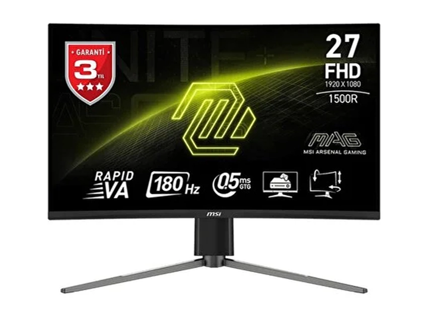 68,6 cm (27″), 1920 x 1080, 0,5 ms, 2x HDMI, DisplayPort, static contrast: 3000:1 / dynamic contrast: , 250 cd/m2, 178°/178°