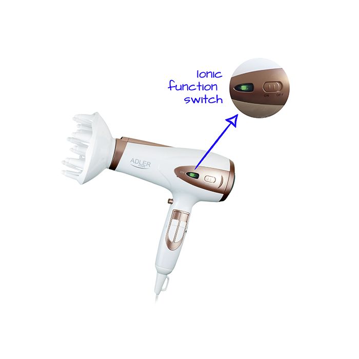 Adler ionski sušilec za lase 2200W AD 2248 bel - slika 2