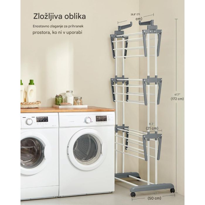 SONGMICS – Zložljiv in premičen večnivojski sušilnik za perilo (velikost 4-stopnje) - slika 2