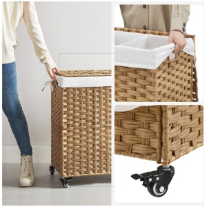 SONGMICS Košara za perilo Bamboo 66 x 33 x 60 cm NARAVNA, LCB363N01 | E-specialisti.si