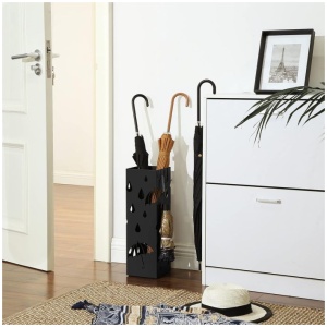 SONGMICS Kovinsko stojalo za dežnike s kljukicami in posodo za kapljice LUC49B | E-specialisti.si