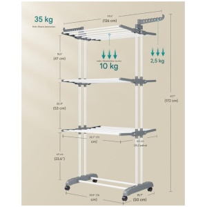 SONGMICS – Zložljiv in premičen večnivojski sušilnik za perilo (velikost 4-stopnje) | E-specialisti.si