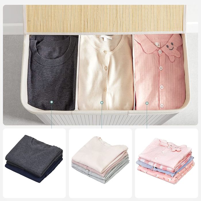 SONGMICS Košara za perilo White 3 x 50L bela, LCB091W01 - slika 3