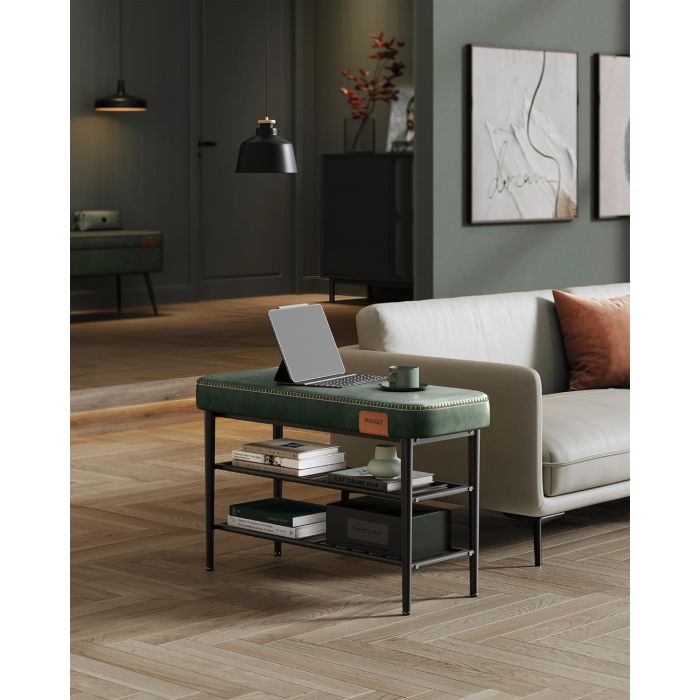 VASAGLE EKHO klop za čevlje, umetno usnje, 135 kg nosilnosti, gozdno zelena, 30 x 80 x 50 cm - slika 4