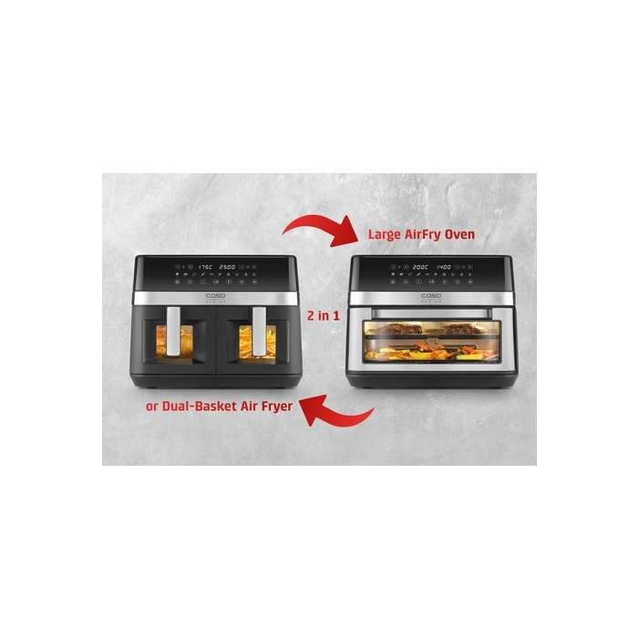CASO AirFry Duo Chef cvrtnik na vroči zrak v kombinaciji s pečico 2 v 1 2200W - slika 4