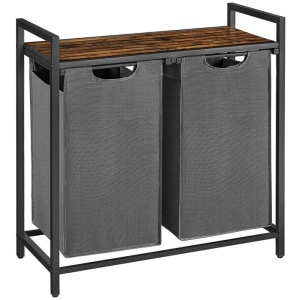 VASAGLE košara za perilo s 2 predelki, črna, BLH201G01 | E-specialisti.si