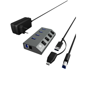 IcyBox IB-HUB1405 4-portni USB-A hub s stikali