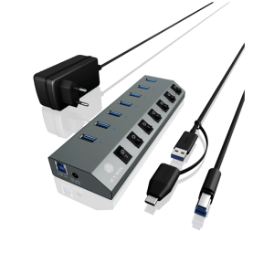 IcyBox IB-HUB1701-C3 7-portni USB-A hub s stikali