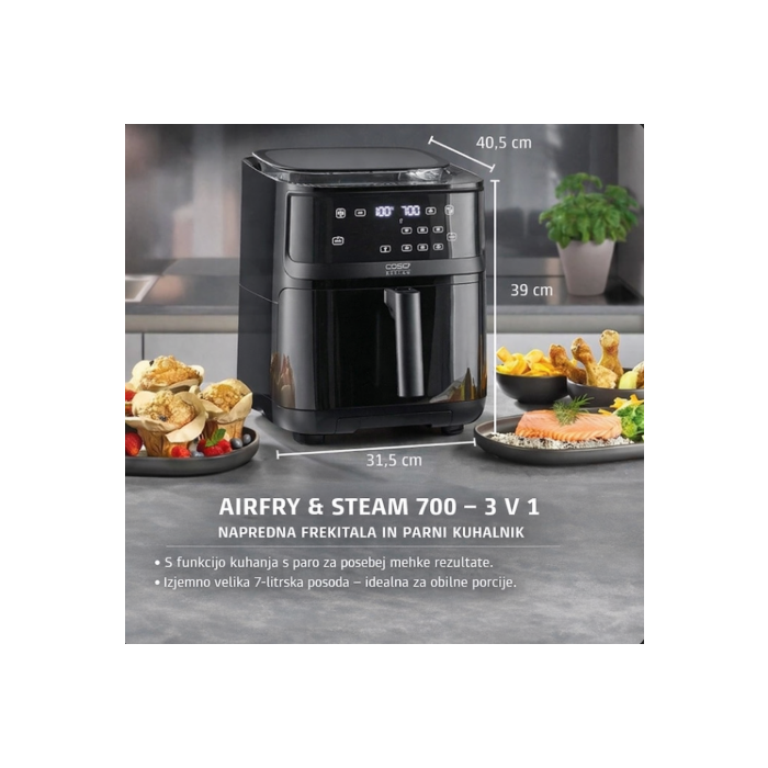 CASO Steam & Air Fry 700 cvrtnik na vroči zrak z dodatno funkcijo sopare 1700W - slika 2